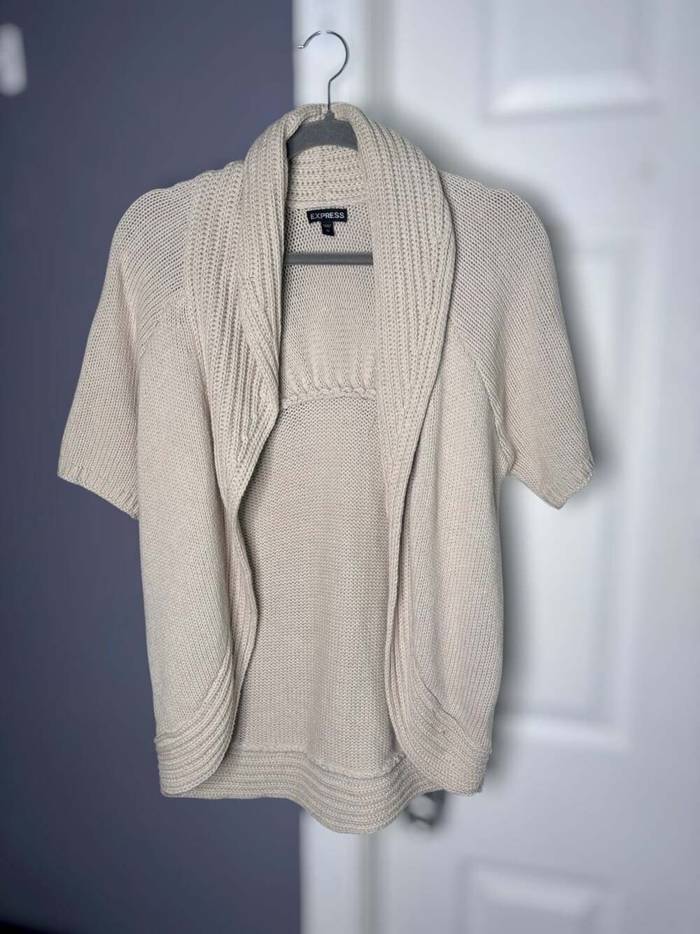 Express Cream Open Front Knit Cardigan Sweater Small